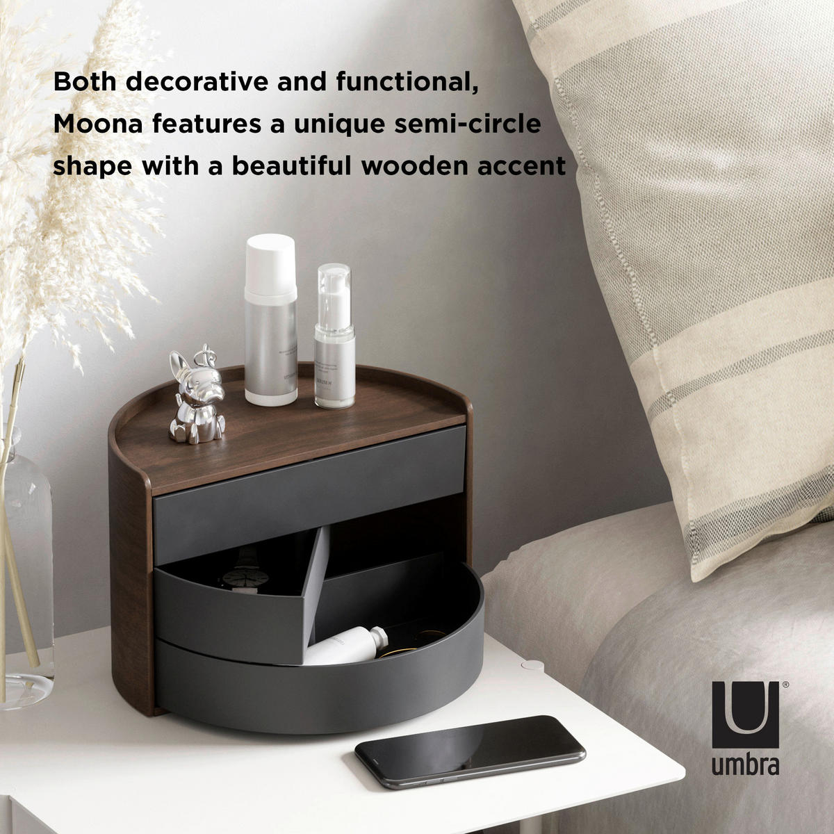 SCHMUCKBOX - Walnussfarben/Schwarz, Design, Holz/Kunststoff (15,2/18,4/27,3cm) - Umbra