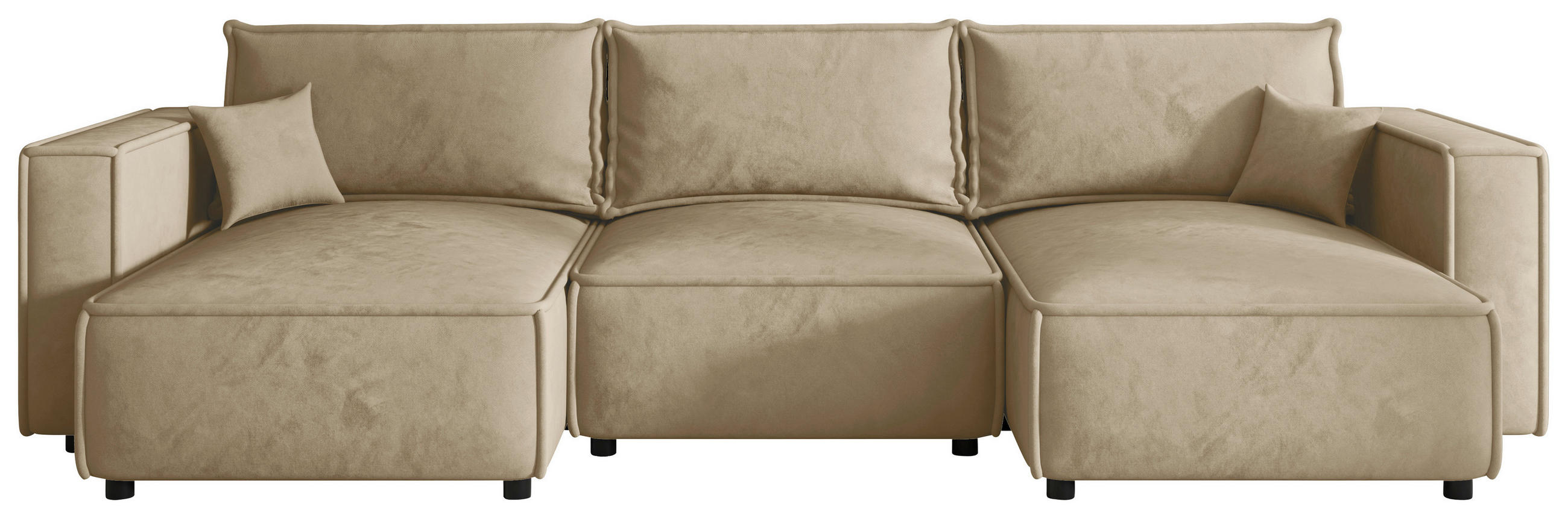 WOHNLANDSCHAFT Beige Webstoff  - Beige/Schwarz, MODERN, Kunststoff/Textil (153/350/153cm) - Xora