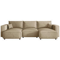 WOHNLANDSCHAFT Beige Webstoff  - Beige/Schwarz, MODERN, Kunststoff/Textil (153/350/153cm) - Xora