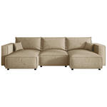 WOHNLANDSCHAFT Beige Webstoff  - Beige/Schwarz, MODERN, Kunststoff/Textil (153/350/153cm) - Xora