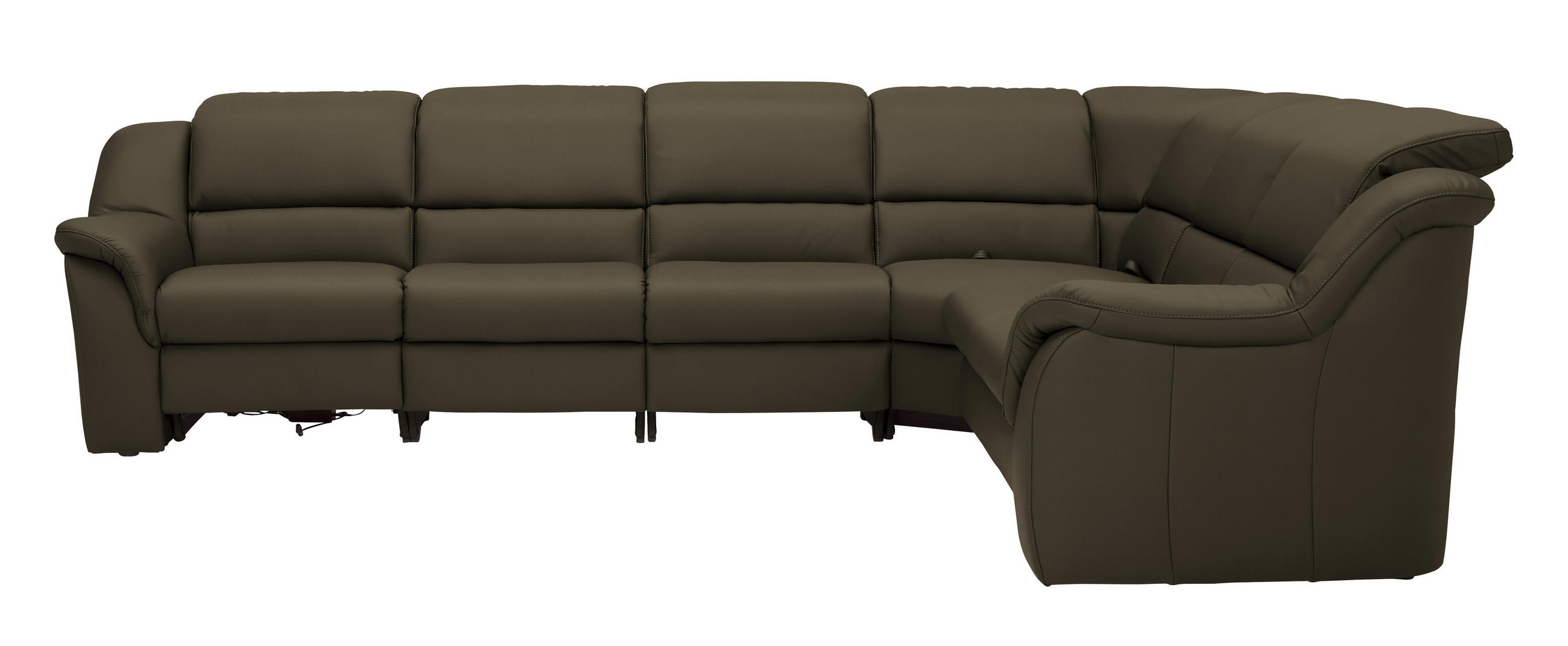 ECKSOFA  in Echtleder Olivgrün  324/260 cm  - Chromfarben/Olivgrün, KONVENTIONELL, Leder/Kunststoff (324/260cm) - Cantus