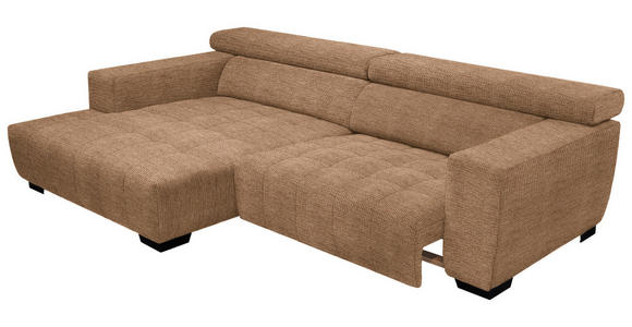 ECKSOFA in Webstoff Orange 182/279 cm - Schwarz/Orange, KONVENTIONELL, Textil/Metall (182/279cm) - Hom`in