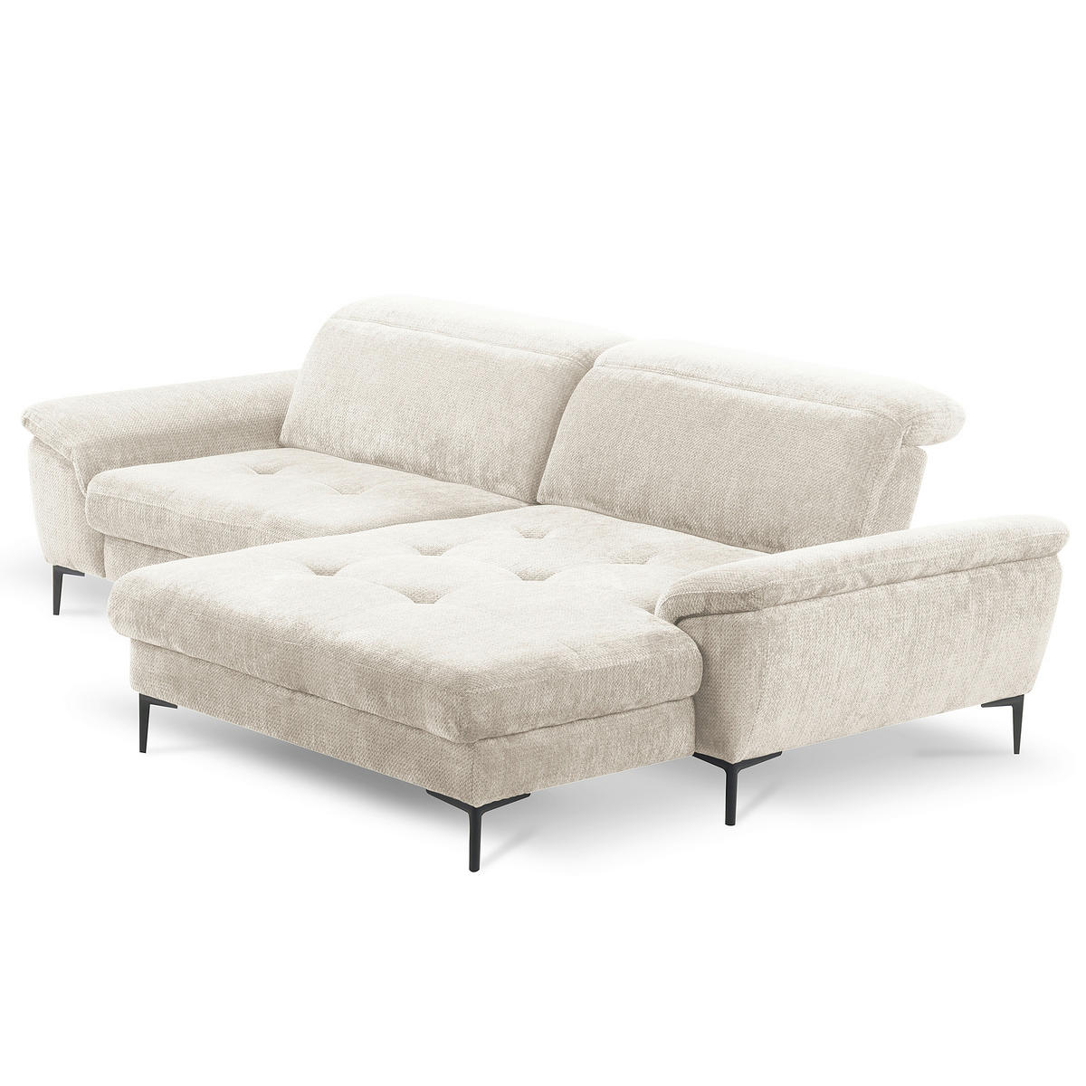 ECKSOFA   - Weiss/Schwarz, Design, Textil/Metall (268/195cm) - Livetastic