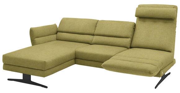 ECKSOFA Hellgrün Flachgewebe  - Schwarz/Hellgrün, Design, Textil/Metall (176-217/279-327cm) - Dieter Knoll