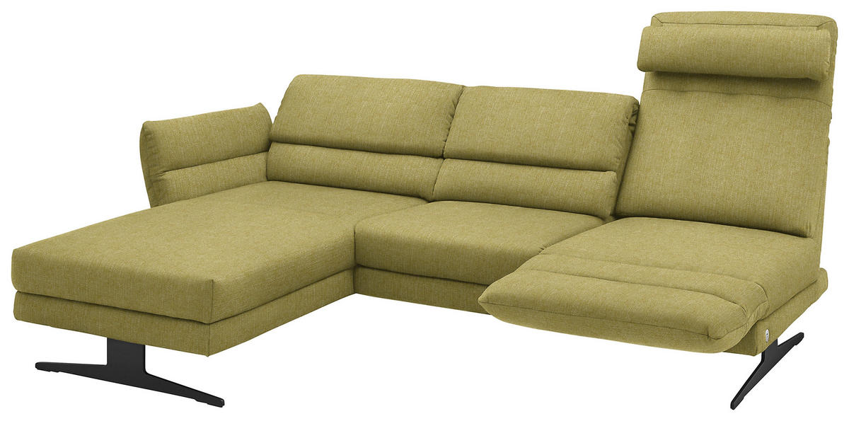 ECKSOFA in Flachgewebe Hellgrün  - Schwarz/Hellgrün, Design, Textil/Metall (176-217/279-327cm) - Dieter Knoll