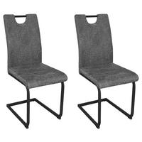 SCHWINGSTUHL-SET 2 Stück  in Stahl Webstoff  - Anthrazit/Schwarz, Design, Textil/Metall (42/97/58cm) - MID.YOU