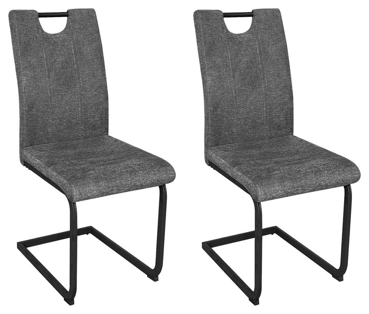 SCHWINGSTUHL-SET 2 Stück  in Stahl Webstoff  - Anthrazit/Schwarz, Design, Textil/Metall (42/97/58cm) - MID.YOU