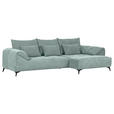 ECKSOFA  in Cord Mintgrün Zierkissen, Rückenkissen, Rücken echt  311/176 cm  - Schwarz/Mintgrün, KONVENTIONELL, Textil/Metall (311/176cm) - Carryhome