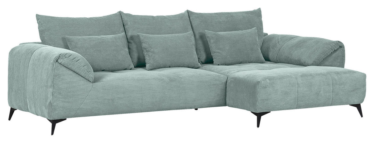 ECKSOFA Mintgrün Cord Zierkissen, Rückenkissen, Rücken echt  - Schwarz/Mintgrün, KONVENTIONELL, Textil/Metall (311/176cm) - Carryhome