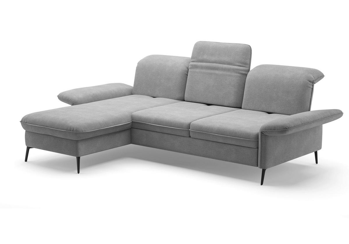 ECKSOFA in Flachgewebe Grau  - Schwarz/Grau, Konventionell, Textil/Metall (198/264cm) - Sit & More