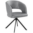 ARMLEHNSTUHL  Stoffauswahl, Sitzfläche 360° drehbar, inklusive Armlehnen, automatische Rückholfunktion Samt  - Hellgrau/Schwarz, KONVENTIONELL, Textil/Metall (56/84/59cm) - Moderano