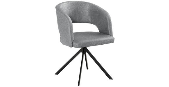 ARMLEHNSTUHL  Stoffauswahl, Sitzfläche 360° drehbar, inklusive Armlehnen, automatische Rückholfunktion Samt  - Hellgrau/Schwarz, KONVENTIONELL, Textil/Metall (56/84/59cm) - Moderano
