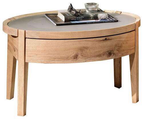 NACHTKÄSTCHEN in furniert, mehrschichtige Massivholzplatte (Tischlerplatte) Wildeiche Grau, Eichefarben  - Eichefarben/Grau, Natur, Glas/Holz (65/40,3/43cm) - Voglauer