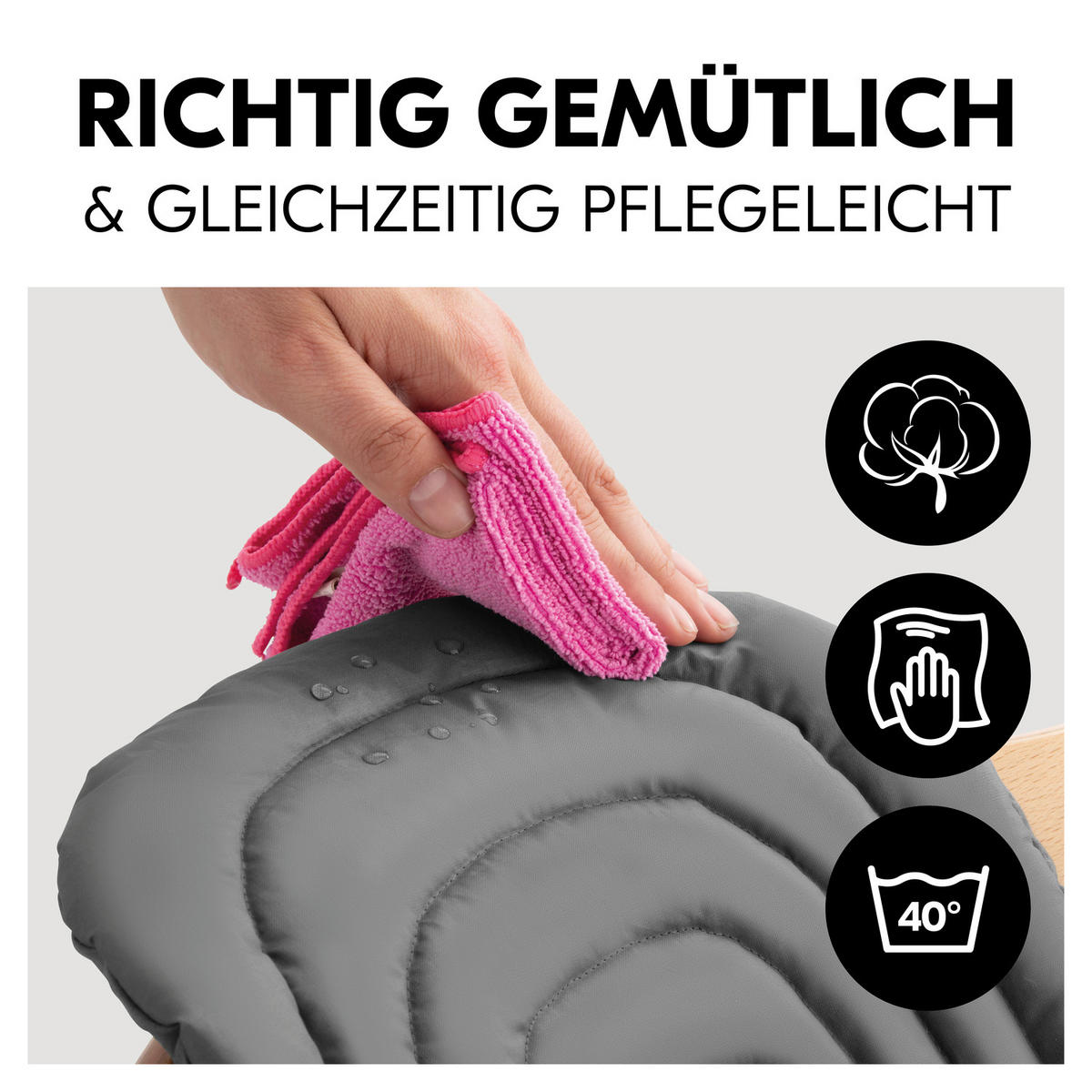 HOCHSTUHLEINLAGE Highchair Baby Seat Pad  - Dunkelgrau, Basics, Textil (46/2/24cm) - Hauck