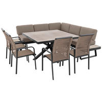 LOUNGE ÉTKEZŐGARNITÚRA 7 részes  242/242 cm   - bézs/antracit, Modern, textil/fém (242/242cm) - Doppler