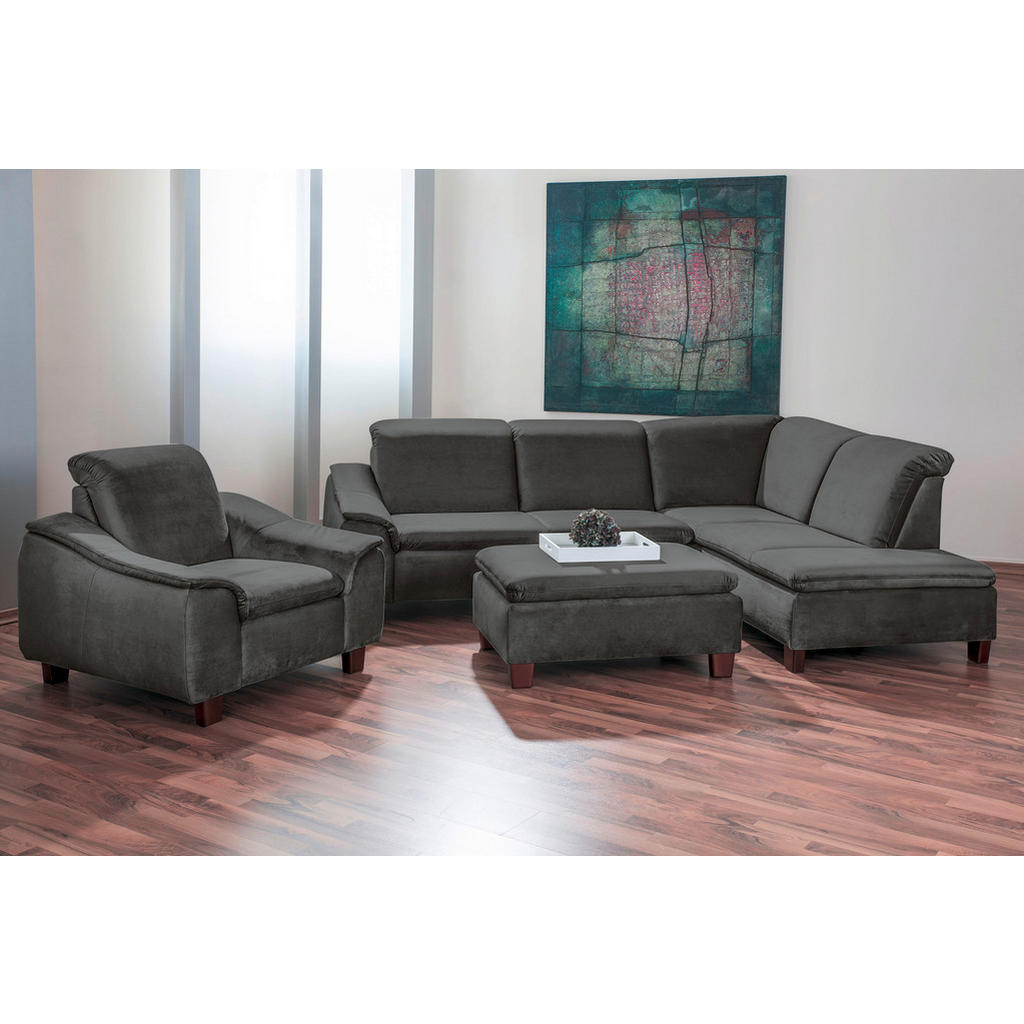 Thumbnail - Max Winzer Ecksofa, Anthrazit, Textil, 3-Sitzer, Ottomane rechts, L-Form, 247x187 cm, Goldenes M, Made in Germany, Wohnz...
