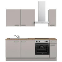 KÜCHENLEERBLOCK 210 cm   in Grau, Eiche dunkel  - Eiche dunkel/Edelstahlfarben, MODERN, Holzwerkstoff/Metall (210cm) - Nobilia