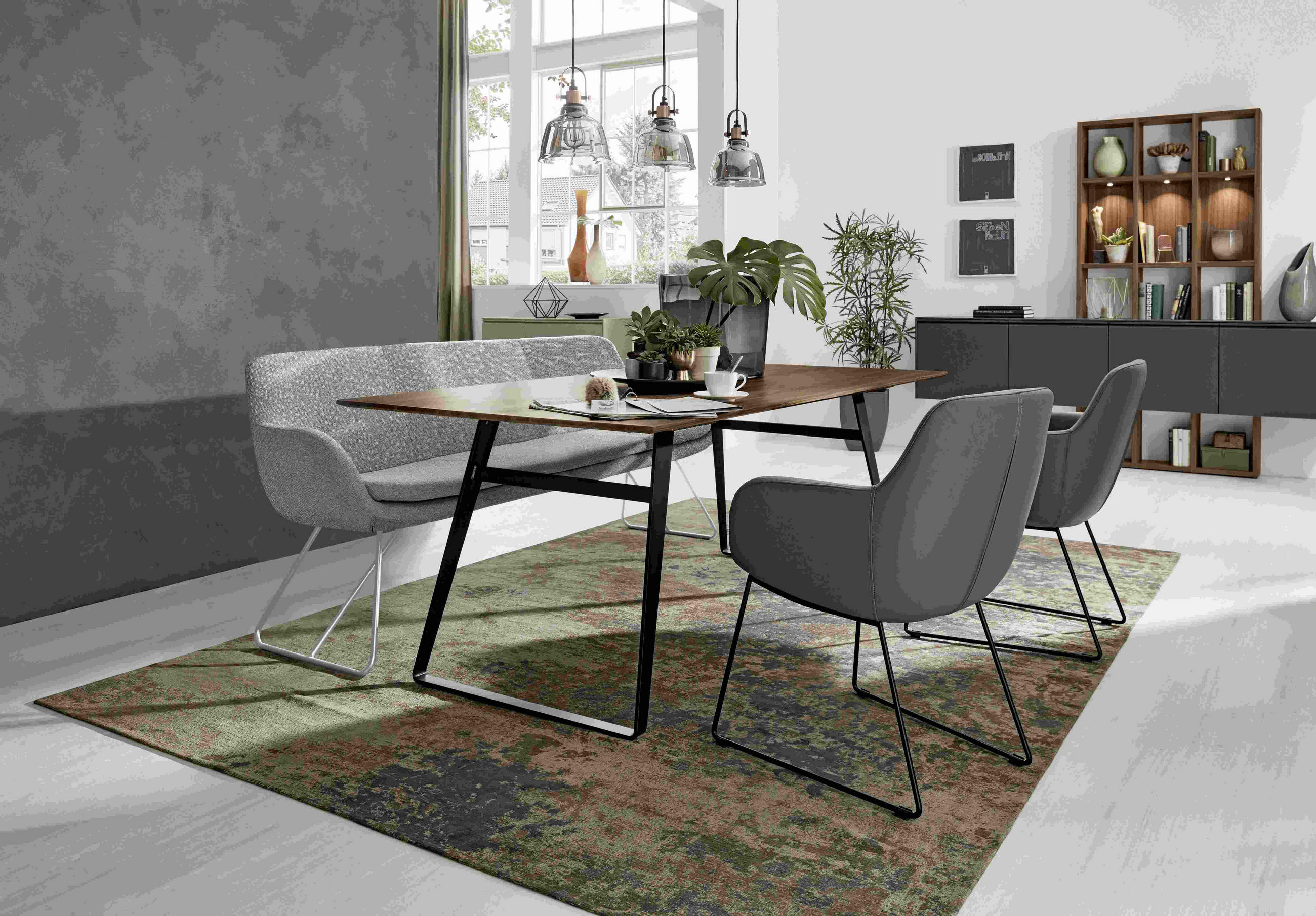 SITZBANK 180/87/65 cm Webstoff Grau Metall  - Grau, Design, Textil/Metall (180/87/65cm) - Musterring