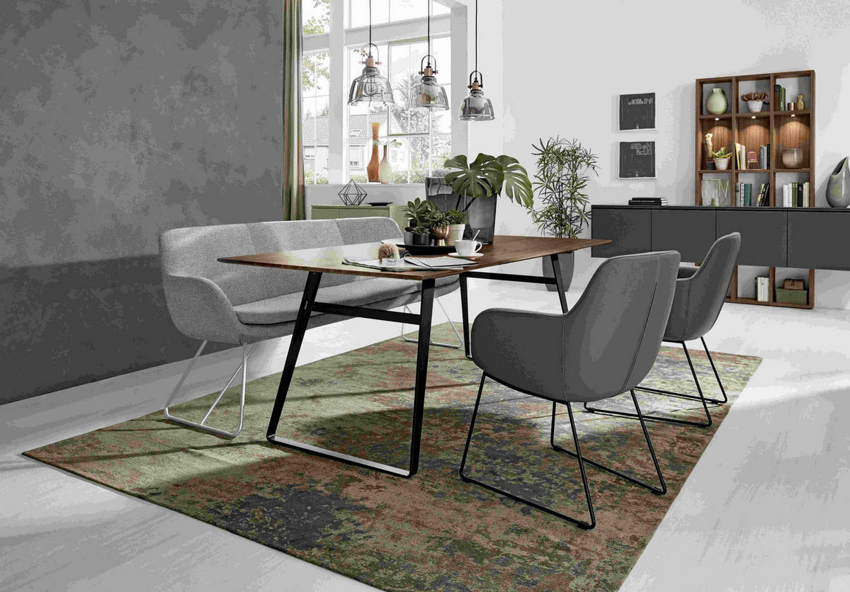 SITZBANK 180/87/65 cm Webstoff Grau Metall  - Grau, Design, Textil/Metall (180/87/65cm) - Musterring