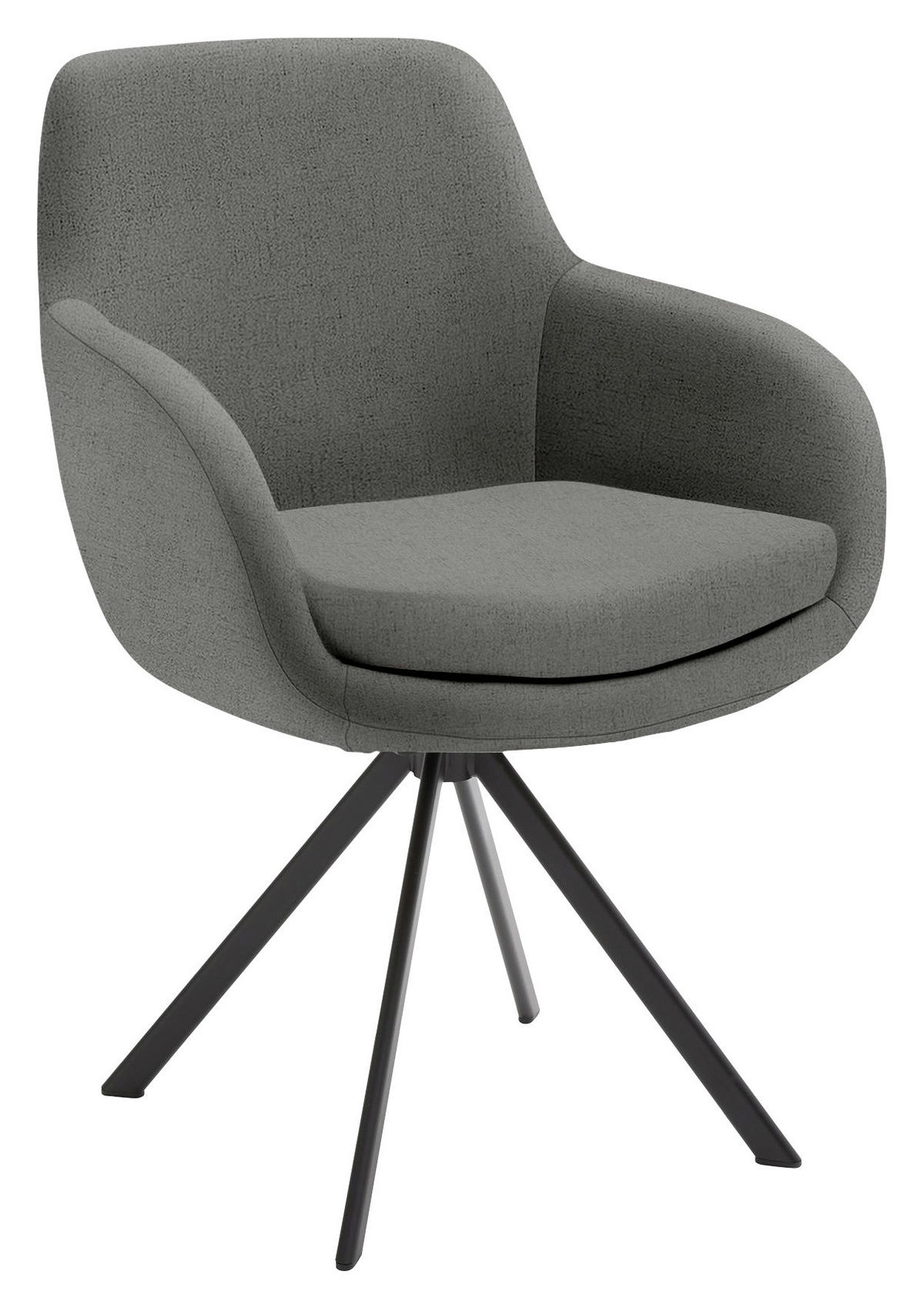 ARMLEHNSTUHL  in Eisen Flachgewebe  - Dunkelgrau/Schwarz, Design, Textil/Metall (62/86/66cm) - Musterring