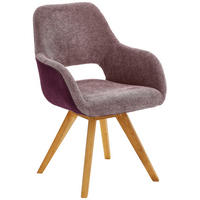 ARMLEHNSTUHL  Stoffauswahl, Typenauswahl, inklusive Armlehnen, abwischbar, Sitzfläche 180° drehbar Flachgewebe, Mikrofaser  - Wildeiche/Bordeaux, Design, Holz/Textil (56/86/64cm) - Lomoco