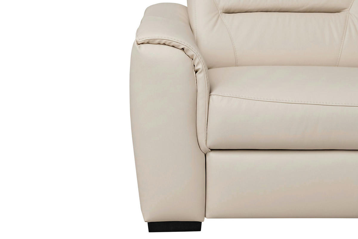 ECKSOFA Lederlook Echtleder Creme  - Wengefarben/Creme, Design, Leder/Holz (212/260cm) - Celina Home
