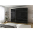 SCHWEBETÜRENSCHRANK 301/223/68 cm 3-türig Schwarz  - Alufarben/Schwarz, KONVENTIONELL, Glas/Holzwerkstoff (301/223/68cm) - Novel
