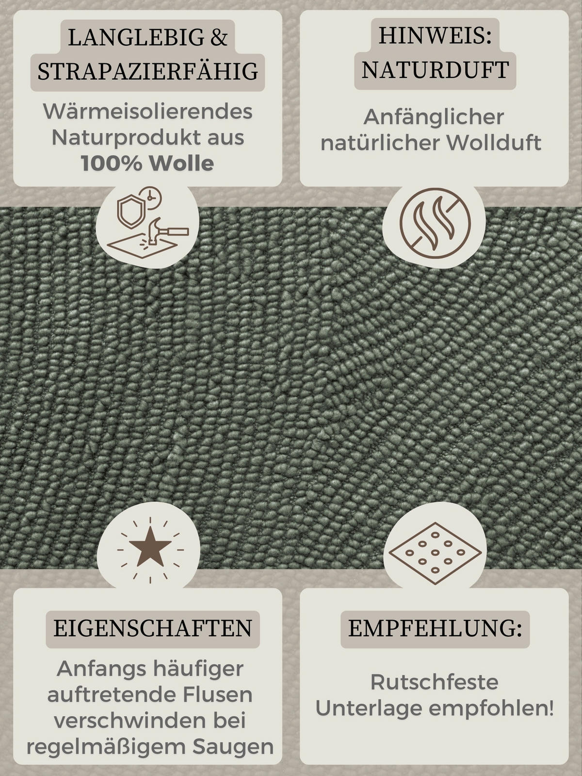 WOLLTEPPICH 160/230 cm Calmio Dunkelgrün rechteckig  - Dunkelgrün, Basics, Textil (160/230cm) - Hanse Home