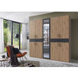DREHTÜRENSCHRANK  in Graphitfarben, Eiche Artisan  - Schwarz/Graphitfarben, KONVENTIONELL, Glas/Holzwerkstoff (225/208/58cm) - Carryhome