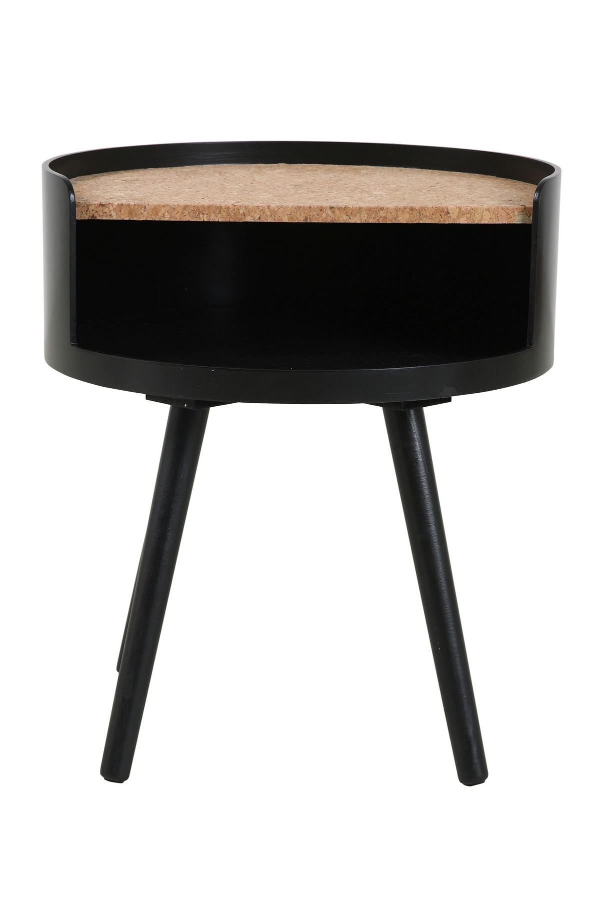 BEISTELLTISCH 40/40/46 cm Pinie, Kork massiv Naturfarben, Schwarz rund  - Schwarz/Naturfarben, Design, Holz/Holzwerkstoff (40/40/46cm) - Livetastic
