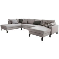 WOHNLANDSCHAFT in Flachgewebe Hellgrau  - Hellgrau/Schwarz, Design, Textil/Metall (220/336/162cm) - Hom`in