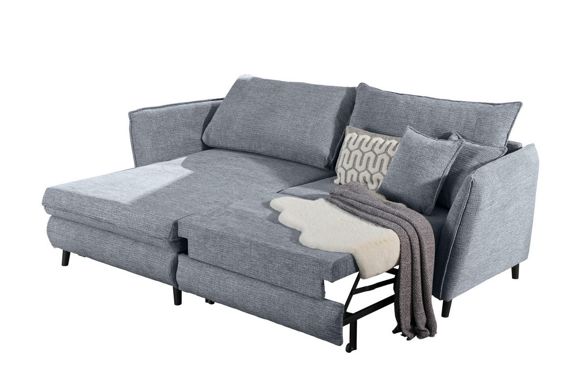 HÖRNSOFFA i struktur blågrå  - blågrå/svart, Design, trä/textil (245/161cm) - Livetastic