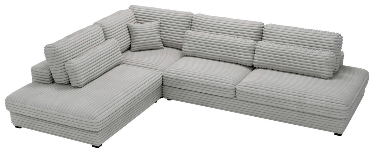 ECKSOFA in Cord, Plüsch Grau  - Schwarz/Grau, Design, Kunststoff/Textil (244/332cm) - Livetastic