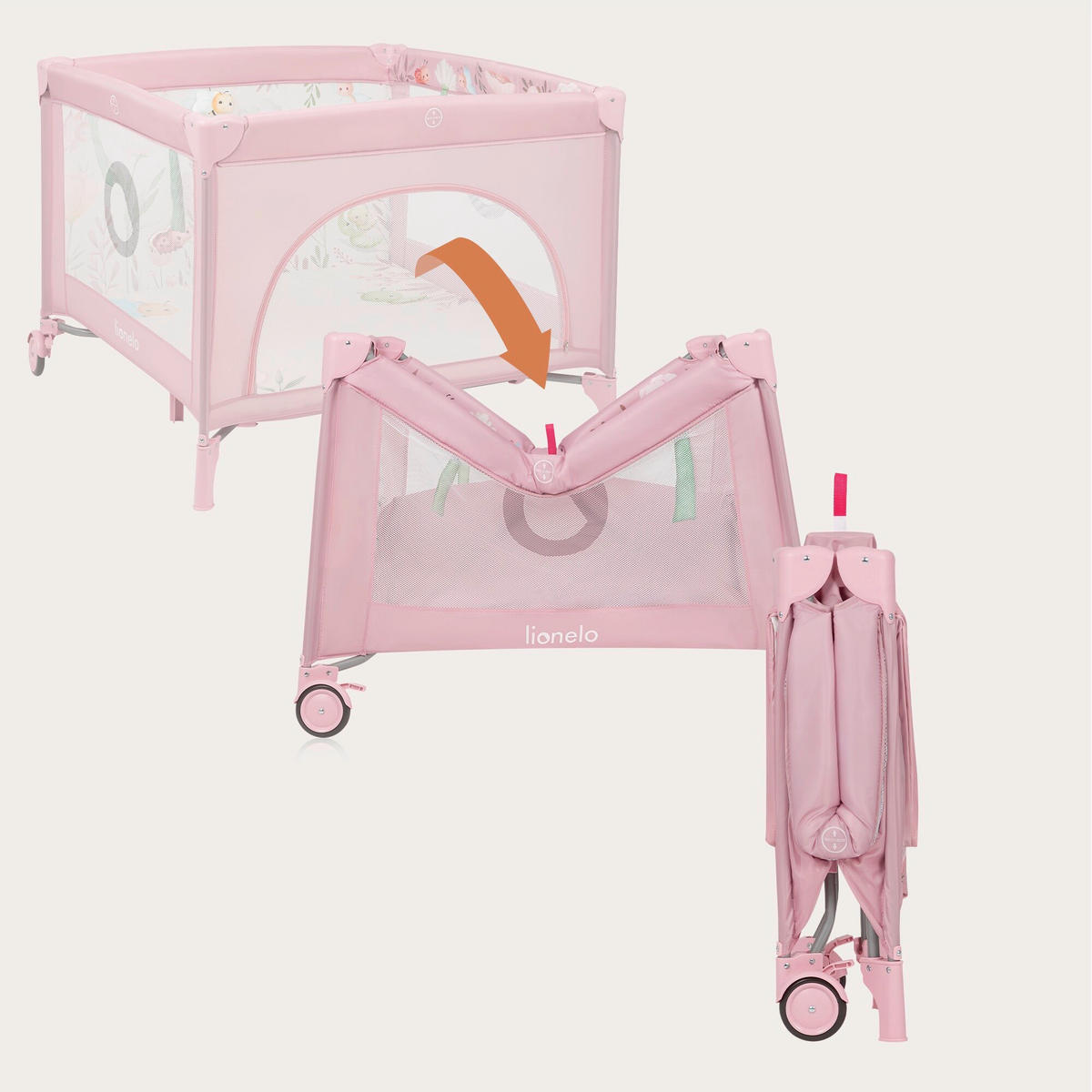 LAUFGITTER Mille Plus  100/100/77 cm  - Rosa, Basics, Textil (100/100/77cm) - Lionelo