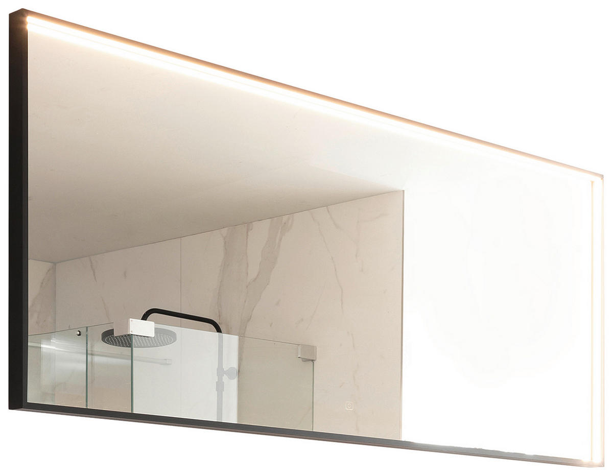 BADEZIMMERSPIEGEL 150/64/4 cm  - Schwarz, Design, Glas/Metall (150/64/4cm) - Schöner Wohnen