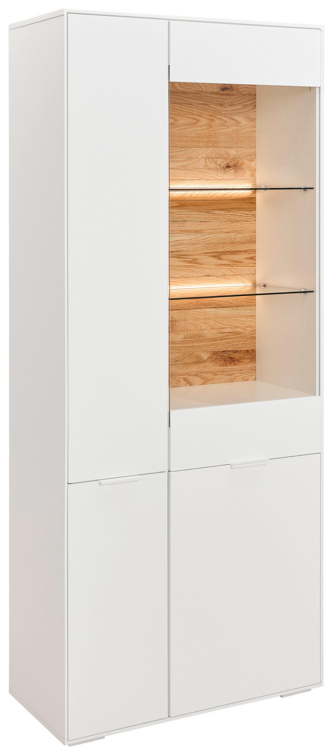 VITRINSKÅP  i massiv ek vit, ekfärgad  - vit/ekfärgad, Design, metall/trämaterial (82/194/40cm) - MID.YOU