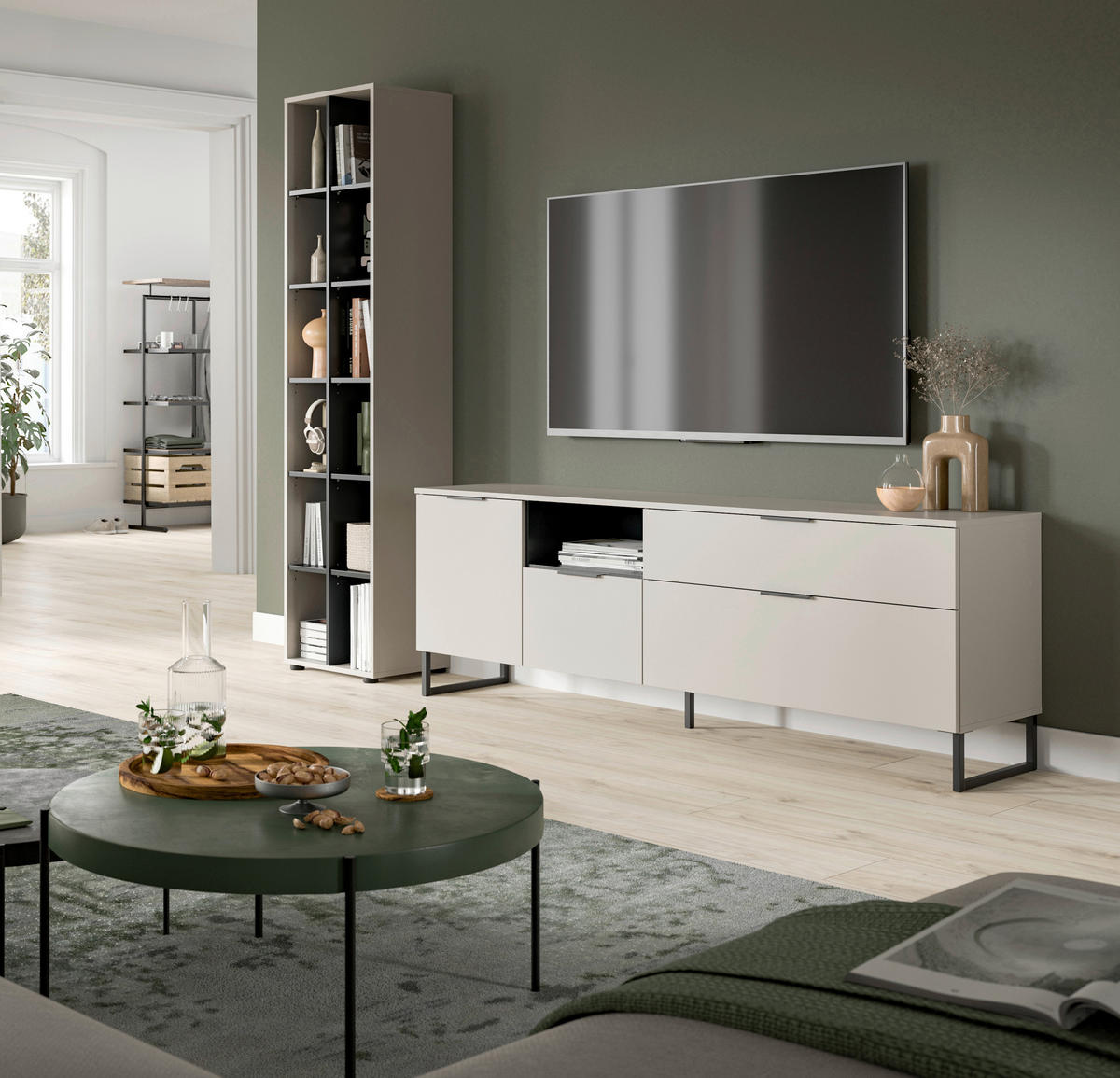 WOHNWAND 2-teilig  in Schwarz, Kaschmir  245/192/41 cm  - Kaschmir/Schwarz, Design, Holzwerkstoff/Kunststoff (245/192/41cm) - Livetastic