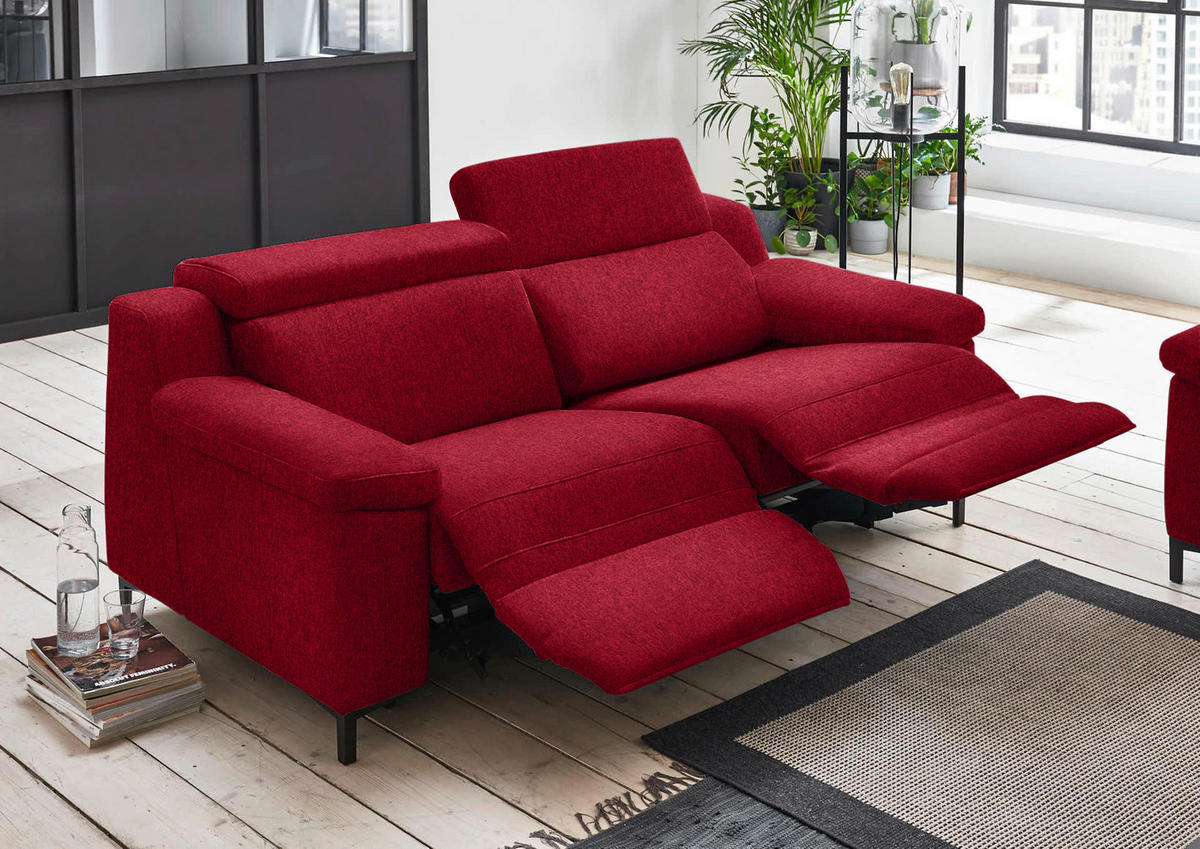 2,5-SITZER in Chenille Rot  - Rot/Schwarz, Design, Textil/Metall (188/84-104/104cm) - Valdera