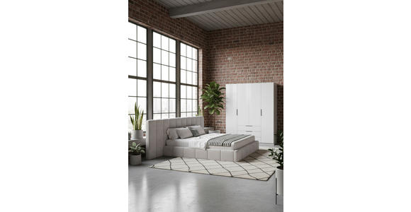 POLSTERBETT gepolstertes Kopfteil, Lattenrost, Bettkasten Beige 160/200 cm  - Beige/Schwarz, Design, Holz/Kunststoff (160/200cm) - Carryhome