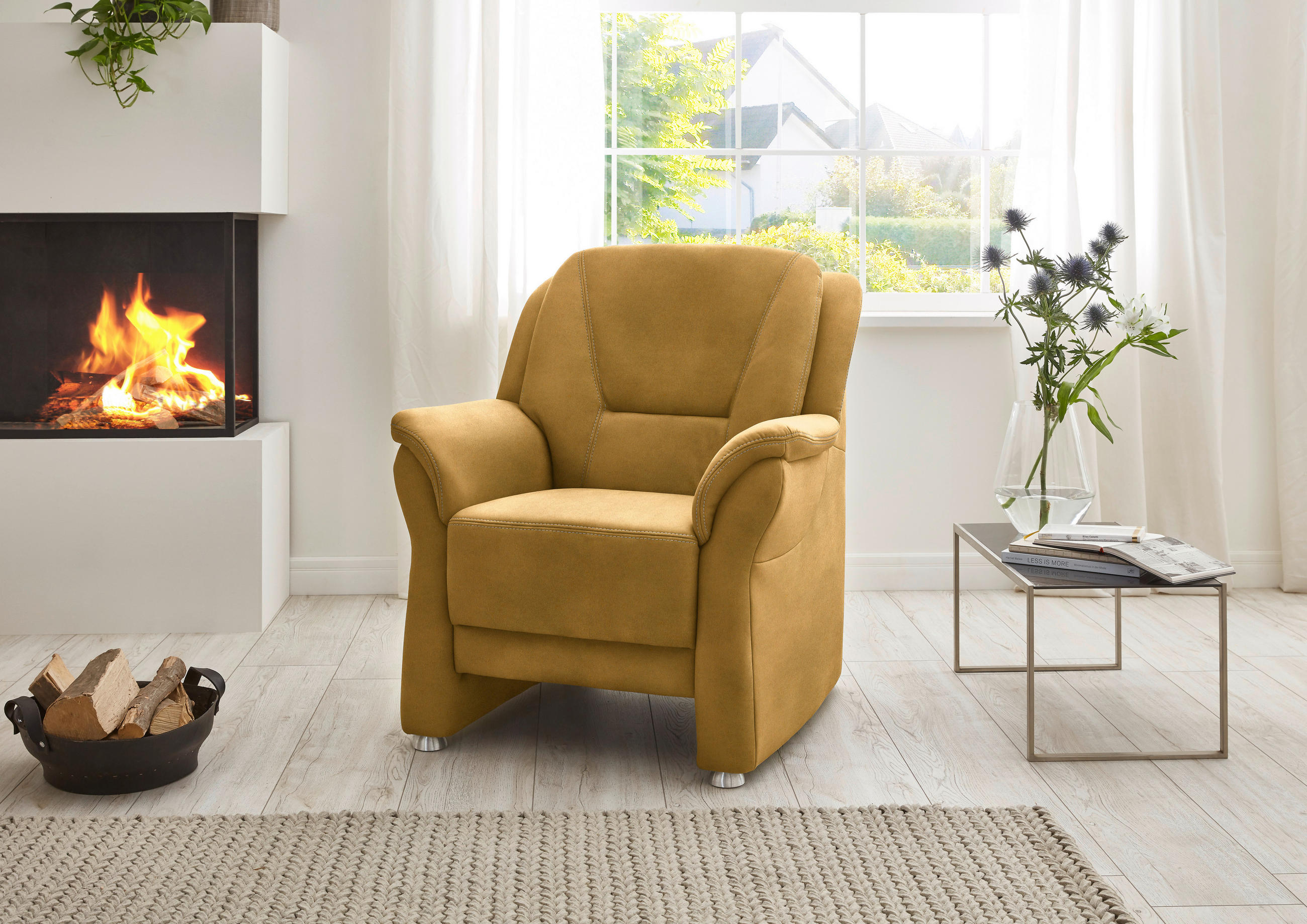 SESSEL in Mikrofaser Gelb  - Gelb/Beige, Konventionell, Textil/Metall (90/100/89cm) - Beldomo Comfort