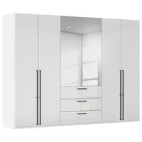 DREHTÜRENSCHRANK 301/235/61 cm,  in Weiß, Weiß Hochglanz, 6-türig  - Chromfarben/Weiß Hochglanz, Basics, Glas/Holzwerkstoff (301/235/61cm) - Novel