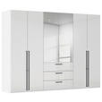 DREHTÜRENSCHRANK 301/235/61 cm,  in Weiß, Weiß Hochglanz, 6-türig  - Chromfarben/Weiß Hochglanz, Basics, Glas/Holzwerkstoff (301/235/61cm) - Novel