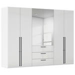 DREHTÜRENSCHRANK 301/223/61 cm,  in Weiß, Weiß Hochglanz, 6-türig  - Chromfarben/Weiß Hochglanz, Basics, Glas/Holzwerkstoff (301/223/61cm) - Novel