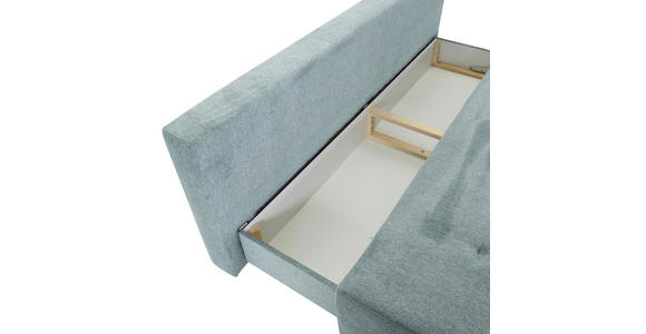 SCHLAFSOFA Flachgewebe Mintgrün Rückenkissen, Armlehnenkissen, Bettkasten, Schlaffunktion, Rücken echt, Liegefläche im Originalstoff  - Buchefarben/Mintgrün, KONVENTIONELL, Holz/Textil (204/75/100cm) - Carryhome