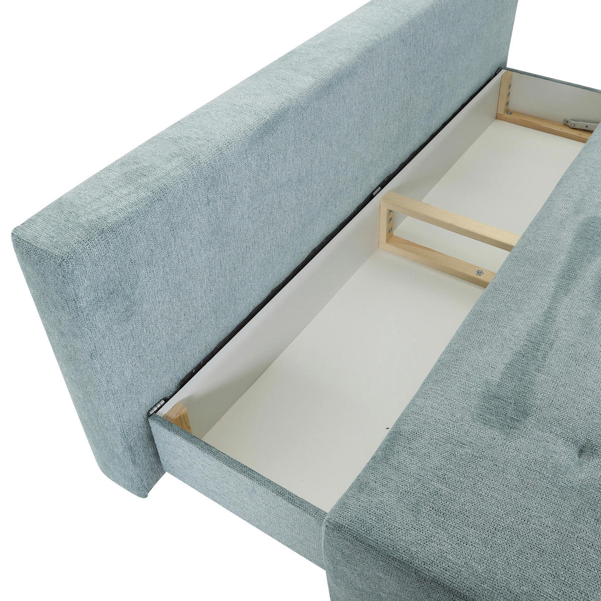 SCHLAFSOFA  mit Liegefunktion, Rücken echt Flachgewebe Mintgrün  - Buchefarben/Mintgrün, KONVENTIONELL, Holz/Textil (204/75/100cm) - Carryhome