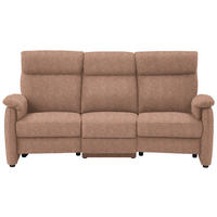 TRAPEZSOFA Flachgewebe Aprikose Rücken echt, Ablage  - Aprikose/Schwarz, KONVENTIONELL, Textil/Metall (219/107/97cm) - Pure Home Comfort