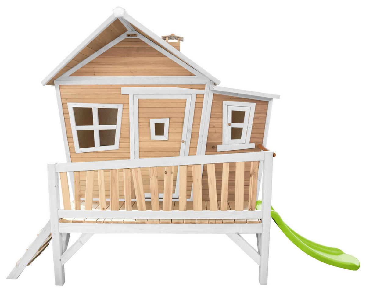 SPIELHAUS 123/12,8/152 cm  - Braun/Weiß, KONVENTIONELL, Holz/Kunststoff (123/12,8/152cm) - Ambia Garden