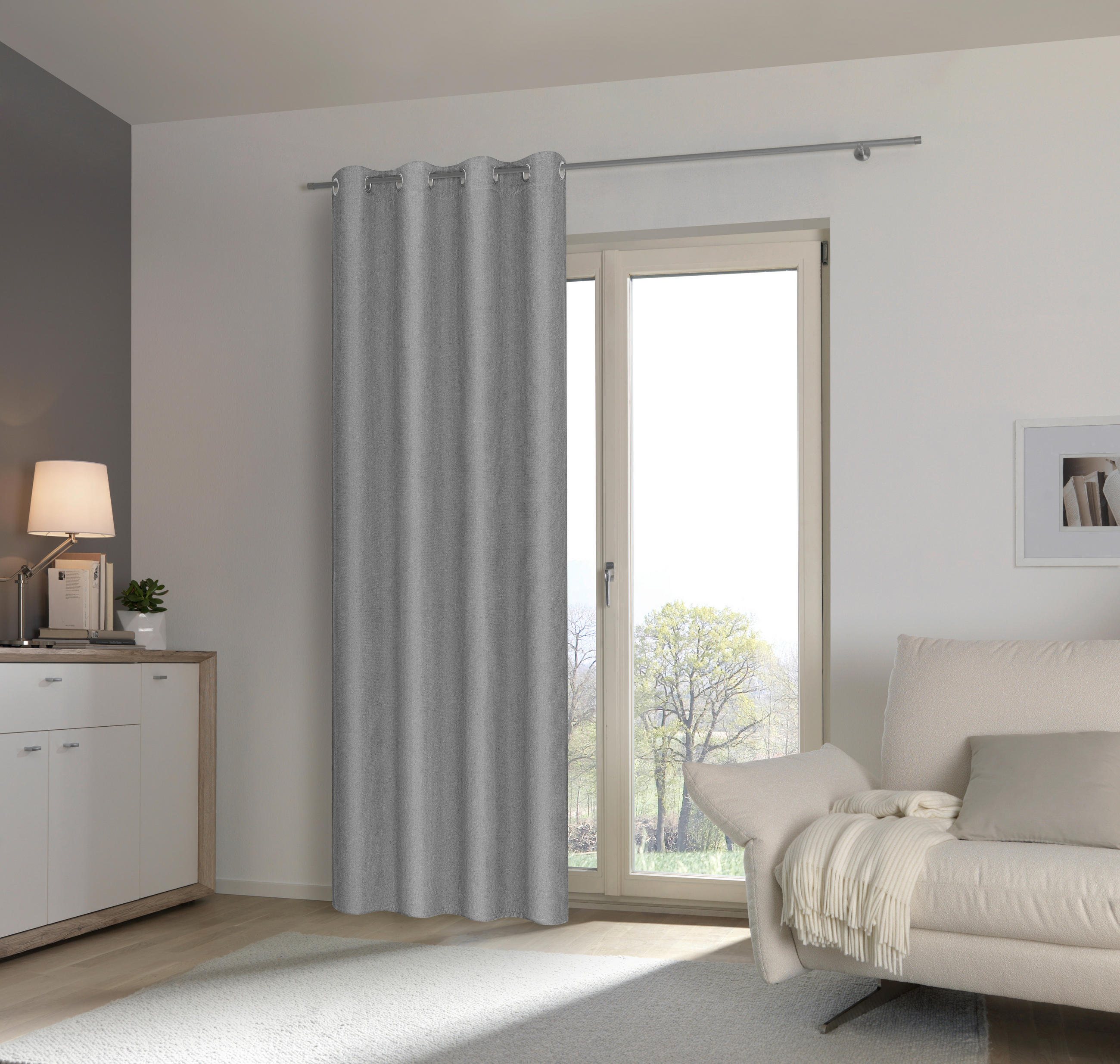 ÖSENSCHAL MINOS blickdicht 130/245 cm   - Anthrazit, Basics, Textil (130/245cm) - Esposa