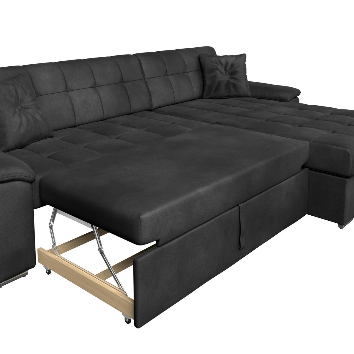 ECKSOFA Schwarz Zierkissen  - Schwarz, Trend, Textil (257/167cm) - Livetastic