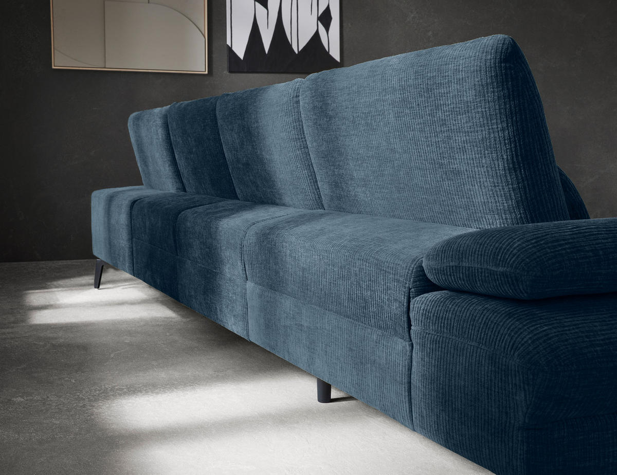 WOHNLANDSCHAFT in Webstoff Blau  - Blau/Schwarz, Design, Textil/Metall (157/354/208cm) - Dieter Knoll